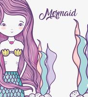 Little mermaid art cartoon vector