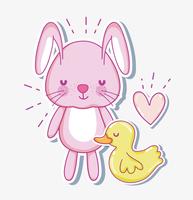 Cute bunny cartoon card vector