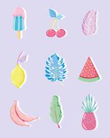 Punchy pastel fruits vector