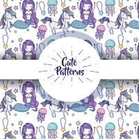 Cute patterns with doodles cartoons background vector