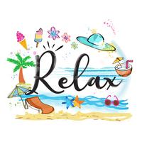 Relax  word  with summer items vector