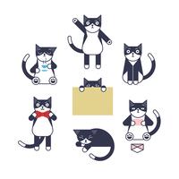 Outline style cat character set.  vector