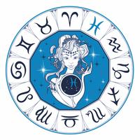 Signo del zodiaco Piscis una niña hermosa. Horóscopo. Astrología. Vector. vector