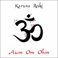 Karuna Reiki. Energía curativa. Medicina alternativa. Om Aum Ohm Symbol. Práctica espiritual. Esotérico. Vector