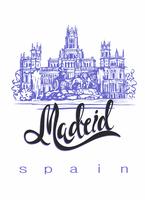 Viajar. viaje a españa Ciudad de madrid. Bosquejo. Palacio y fuente de Cybele en la Plaza Cibeles en Madrid, España. Concepto de diseño para la industria turística. Ilustracion vectorial vector