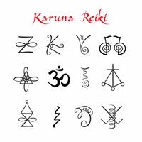 Karuna Reiki. Simbolos Energía curativa. Medicina alternativa. Vector. vector