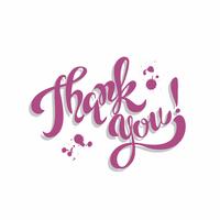 Thank you. Lettering. Purple. Blots.  Inspirational writing. Postcard. Vector. vector