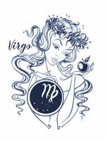 Zodiac sign Virgo a beautiful girl. Horoscope. Astrology. Vector. vector