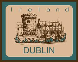 Castillo de dublín Bosquejo. Dublín. Irlanda. Para la industria de viajes y turismo. Diseño publicitario. Ilustracion vectorial vector