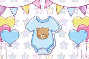 Cute baby clothes and balloons vector