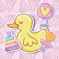 Cute ducky with toys vector