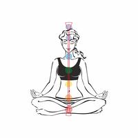 El canal energético del humano. Chakras Chica en posición de loto. Reiki. Meditación. Vector. vector