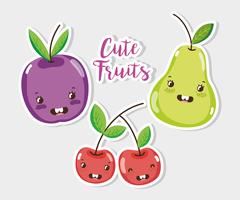 Lindos dibujos animados de frutas vector