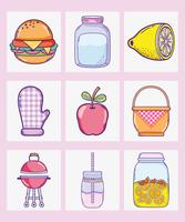 Summer food collection cartoons vector