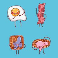 Cute breakfast collection kawaii cartoons vector