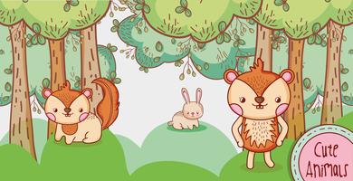 Cute animals in the forest vector