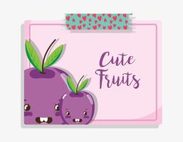 Cute fruits cartoons vector