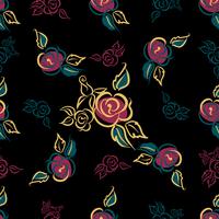 Seamless pattern. Floral print. Roses. bouquets. Decorative. Black background. Vector.