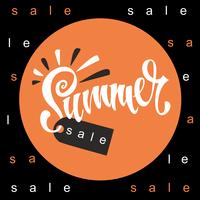 Summer sale.  Lettering. Sun and rays. Tag design for discount. Shopping on site. Vector illustration.