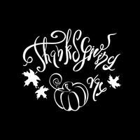 Thanksgiving day. Lettering. Holiday card. Pumpkin. Black background. Vector. vector