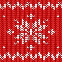 Seamless pattern. Knitted fabric. Ornament snowflake. Wool. Winter decor. Red. Vector. vector
