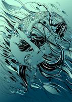 Mermaid. The tale is a myth. Underwater world. Fishes. Graphics. Vector. vector