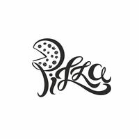 Pizza. Decorative lettering of the logo. Vector.