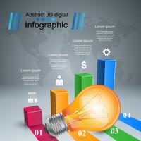 Diseño infográfico Bombilla, icono de luz. vector