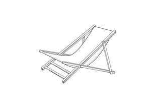 Deckchair outline drawing. Deck chair sketch. Summer holiday beach resort symbol vector