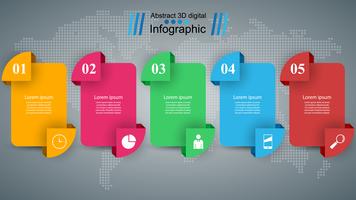 Ejemplo del vector del estilo de la papiroflexia de Infographics del negocio.