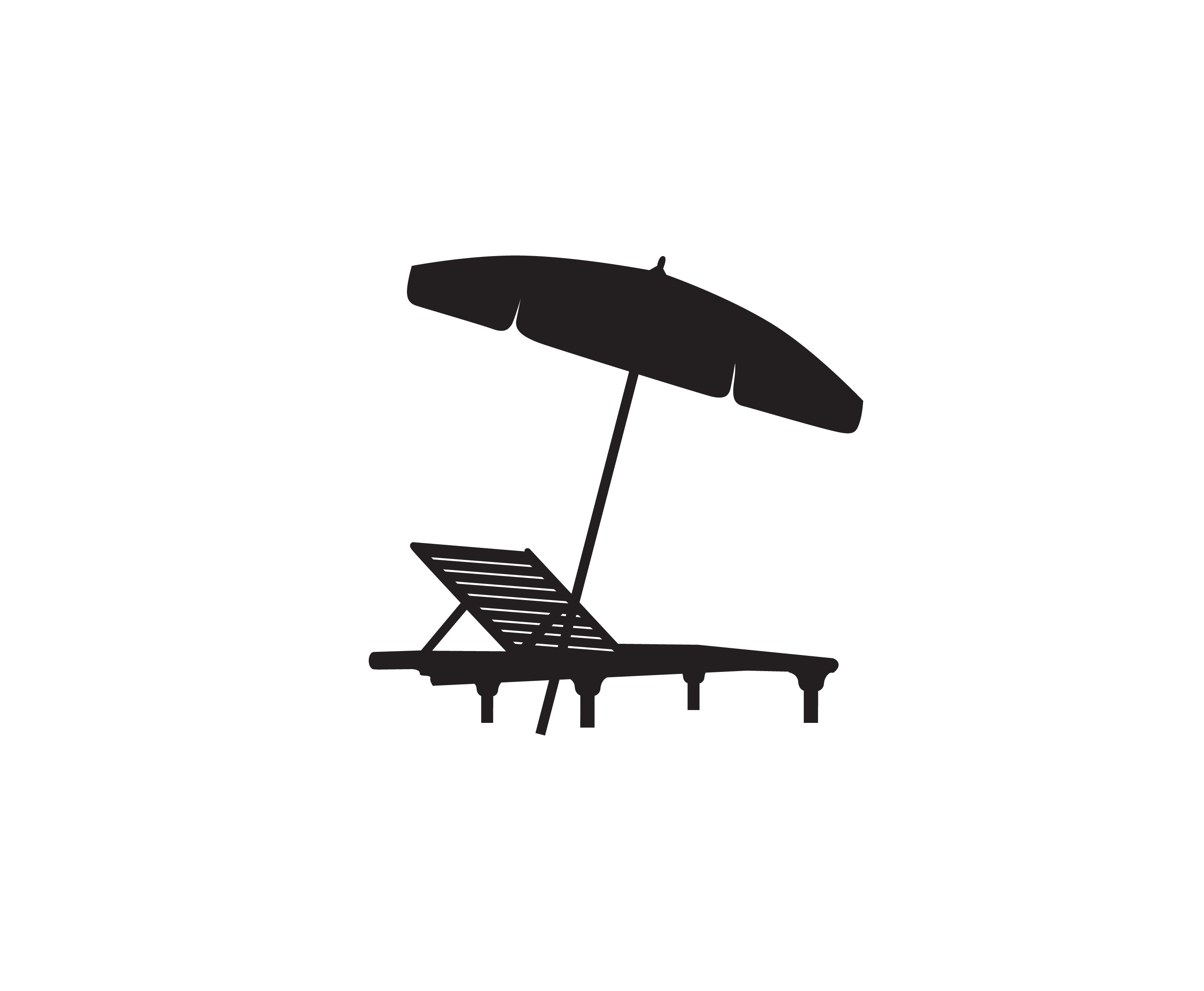 deck chair umbrella summer beach holiday symbol icon