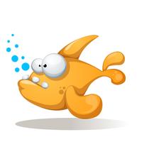 Crazy, funny, cute fish - cartoon character illustration. vector