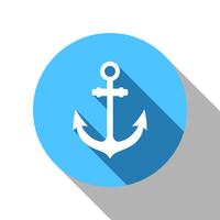 Anchor flat blue shadow icon. vector