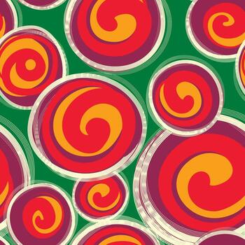 Abstract pattern with round shape forms in retro style. Seamless vector