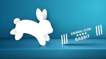 Paper rabbit icon on the blue studio. vector