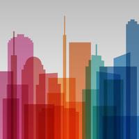 Colorful transparent cityscape background, modern architecture vector