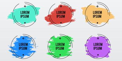 Set of round frames with brush stroke on pastel colors vector