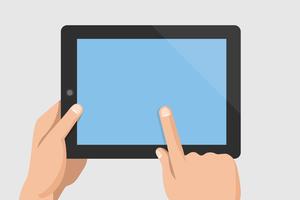 Finger touching blank screen of tablet computer vector
