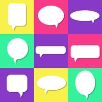 Set of white speech bubbles with shadows, icons set vector