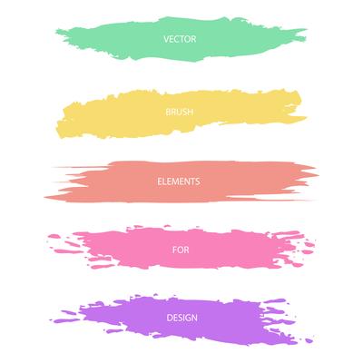 Pastel colors textured brush strokes,vector set