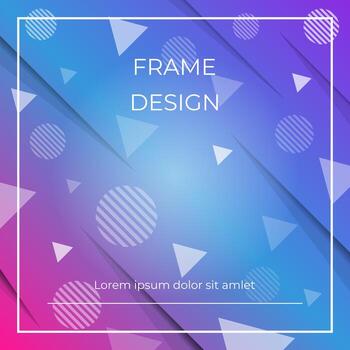 Geometric dynamic diagonal blue, pink background with triangles and circles shapes, paper shadow vector