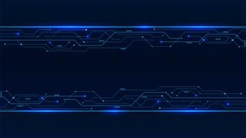 Banner from blue glowing neon circuit board lines vector