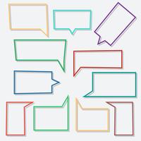 Speech bubbles linear icons in shape rectangle with shadows vector