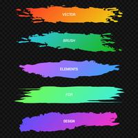 Banners, encabezados, colección de manchas de pintura de colores en un marcador negro de neón vector