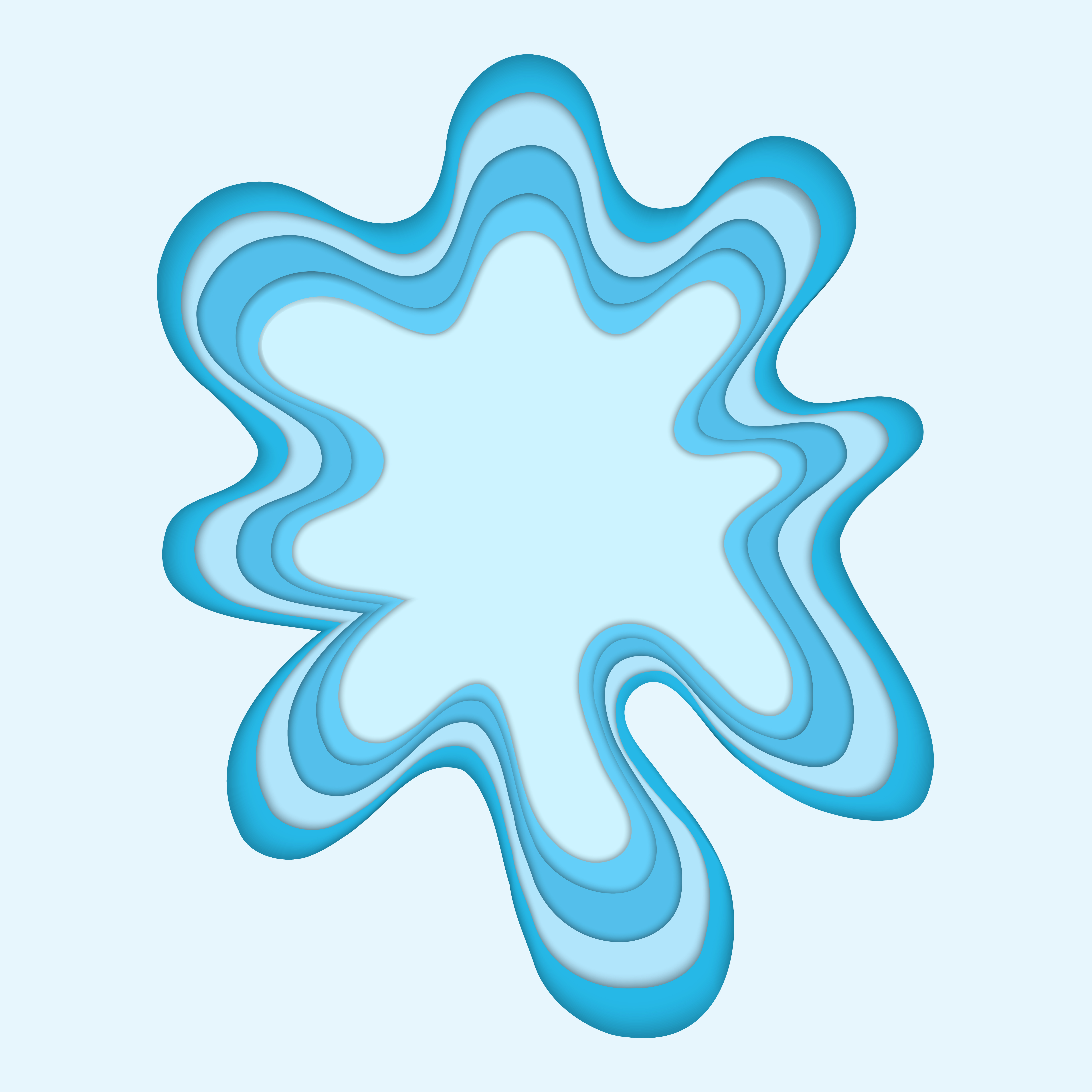 Modern 3d Paper Cut Art Design Template With Cartoon Abstract Blue