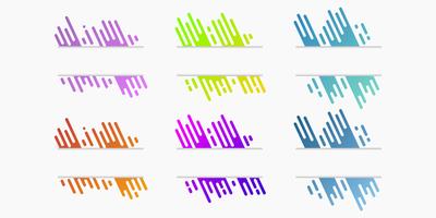 Vector set of cut paper banners with dynamic gradient rounded lines