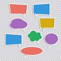 Vector set of paper color speech bubble icons with shadows