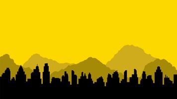 Black silhouette of city and mountains vector