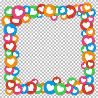 Valentines Day frame with scattered color stickers cut paper hearts vector