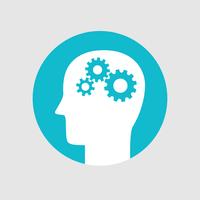 Head with gears, Brain activity icon flat style vector